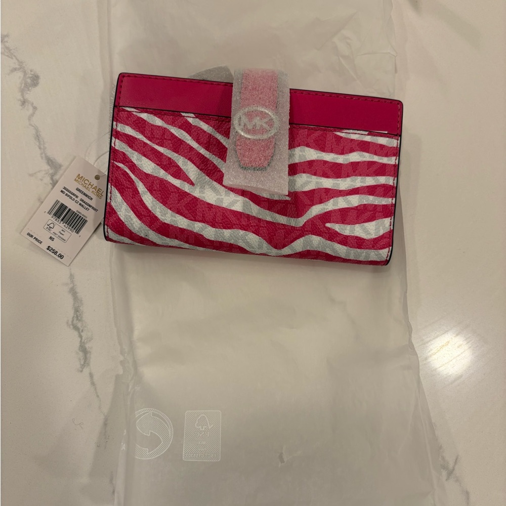 Michael Kors Pink and White Zebra Wallet